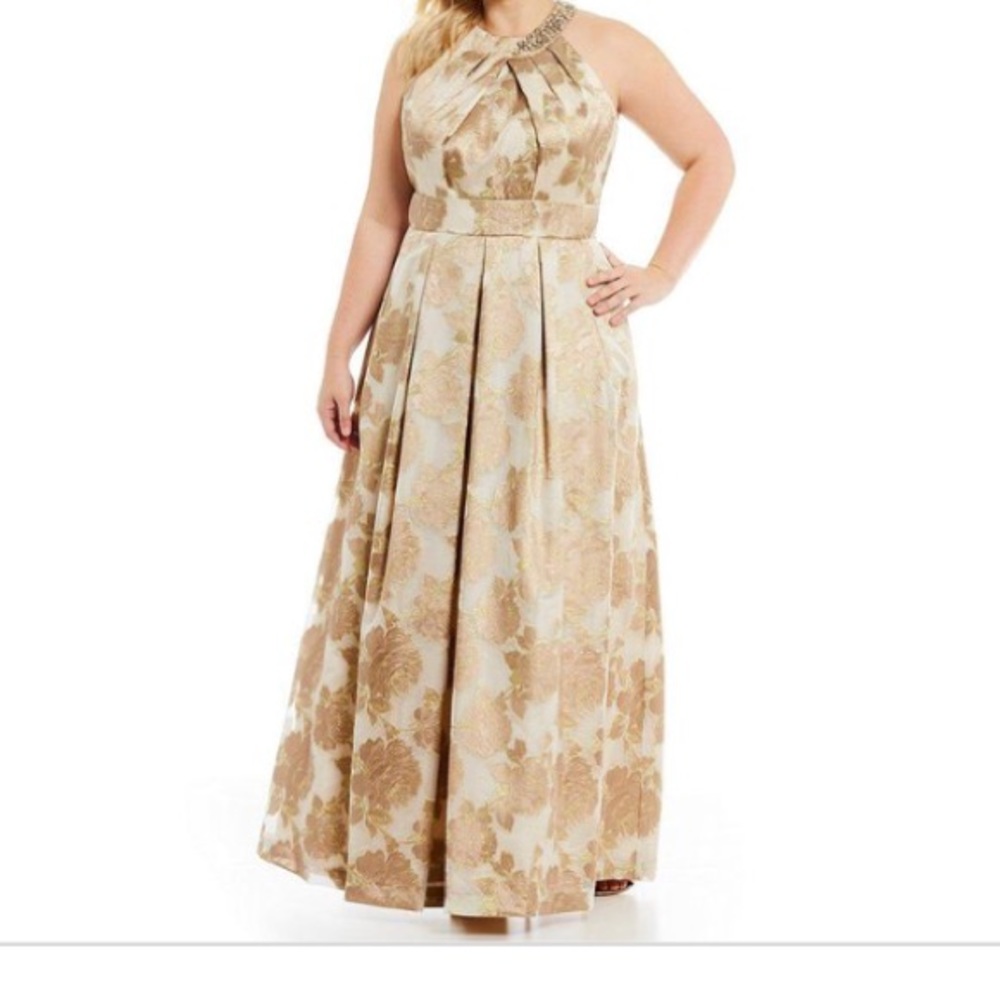 Eliza J gold champagne ball gown size 20